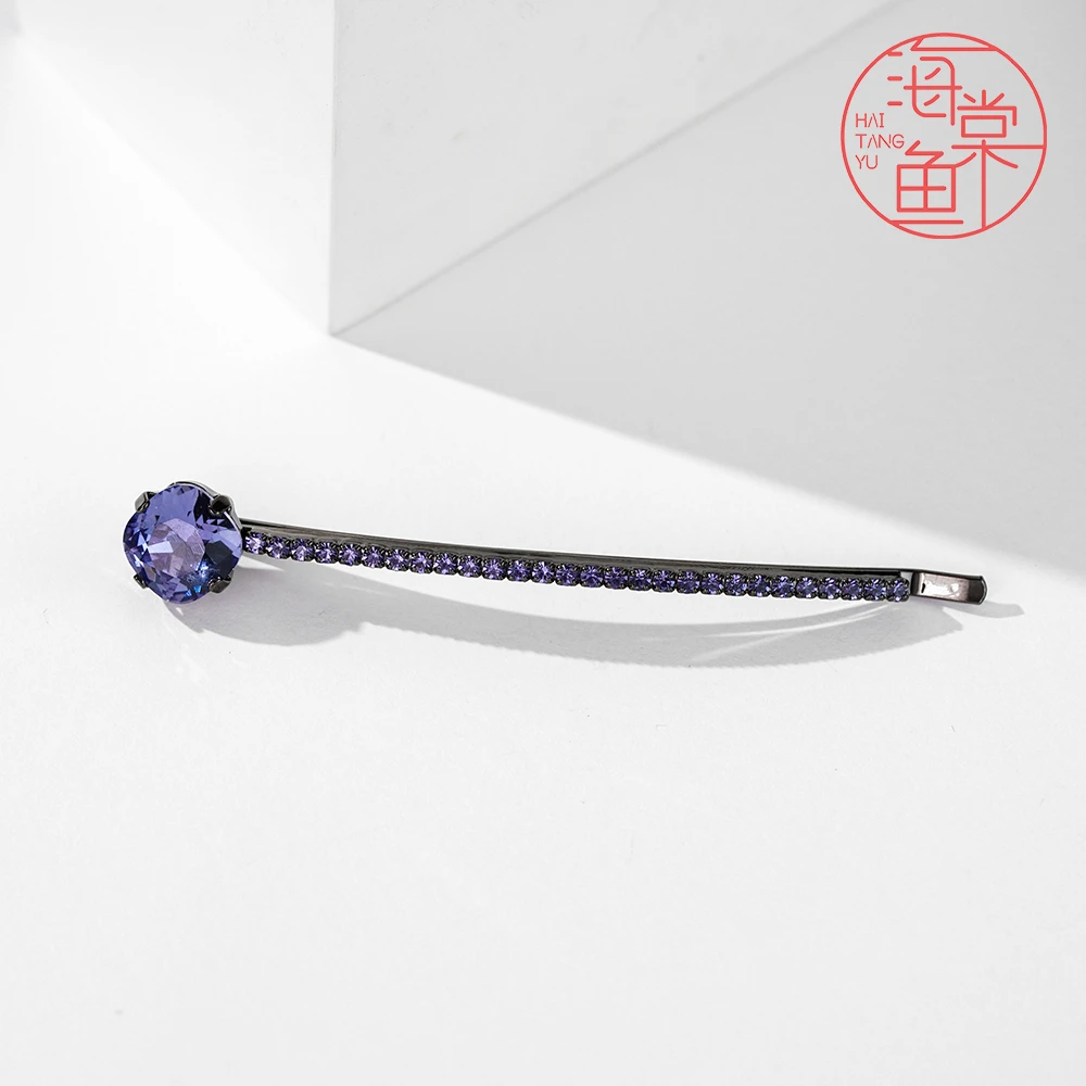 FJ2171大号紫蓝色圆钻一字夹