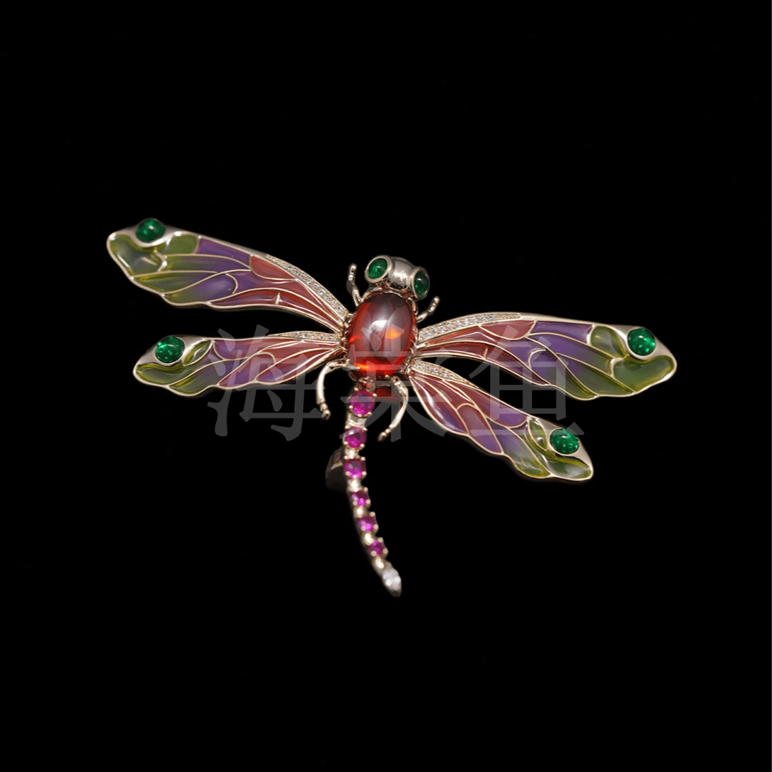 铜合金合成锆石胸针 时尚气质百搭灵动彩色蜻蜓胸针5094