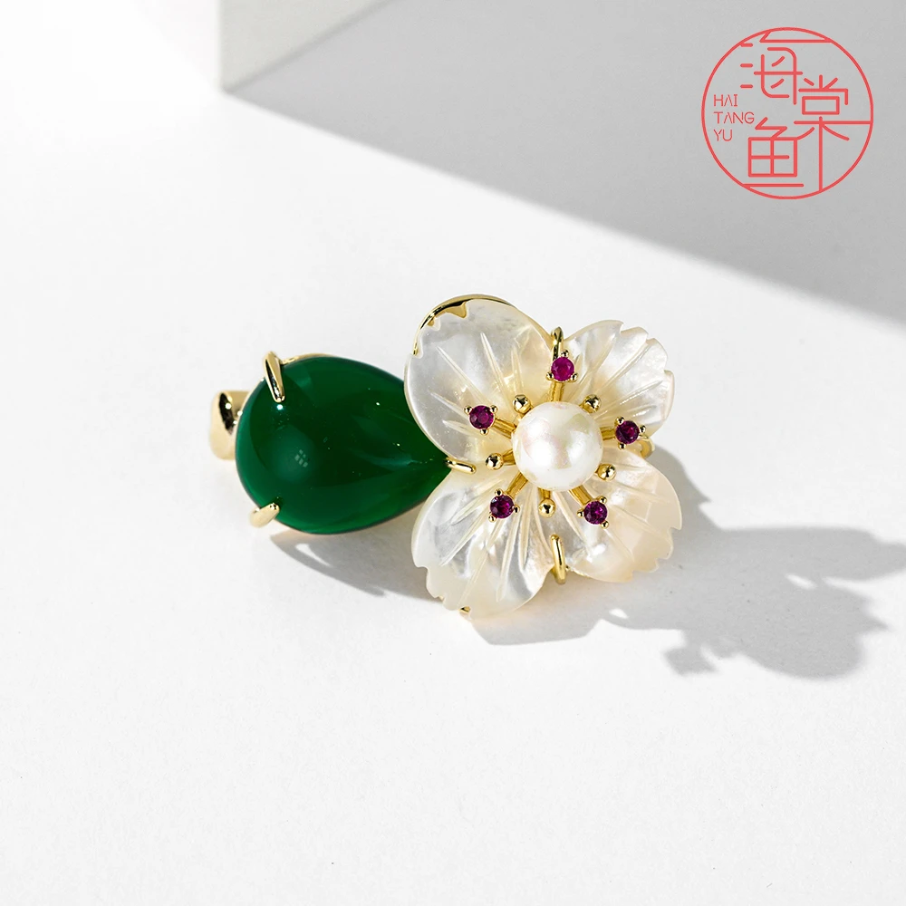 铜合金合成锆石胸针 HY2255古典绿凝萃胸针