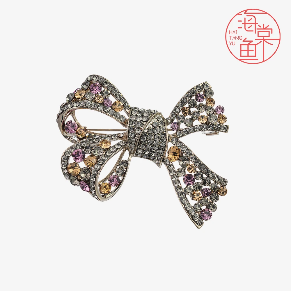 锌合金胸针 FL1035彩钻蝴蝶结胸针
