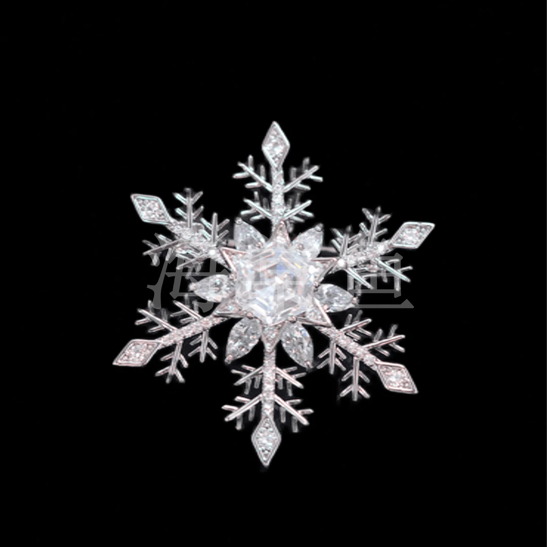 铜合金合成锆石胸针 精致百搭时尚银色旋转雪花胸针3991