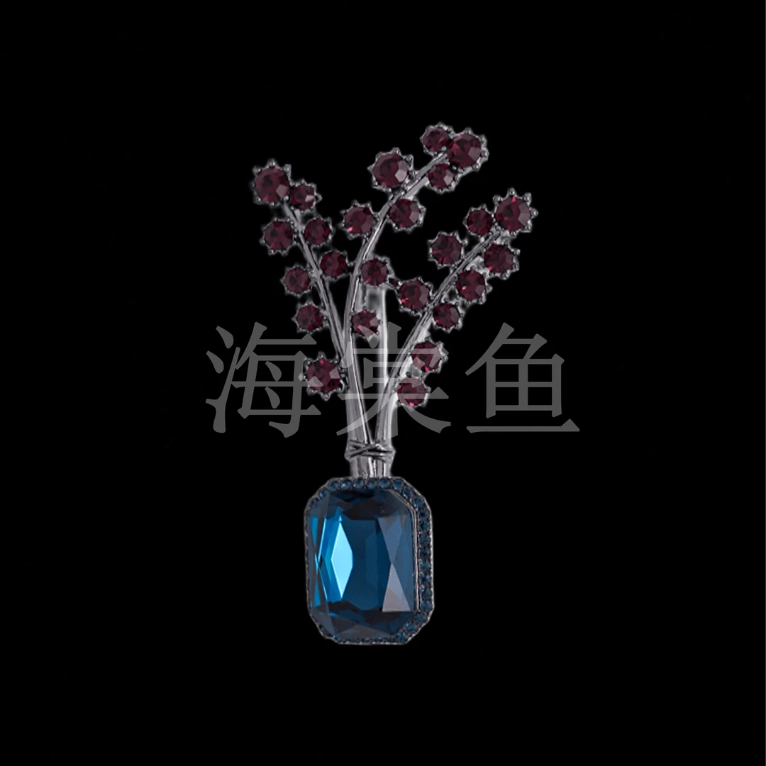 锌合金仿水晶胸针 FL790紫蓝发财小树丫胸针