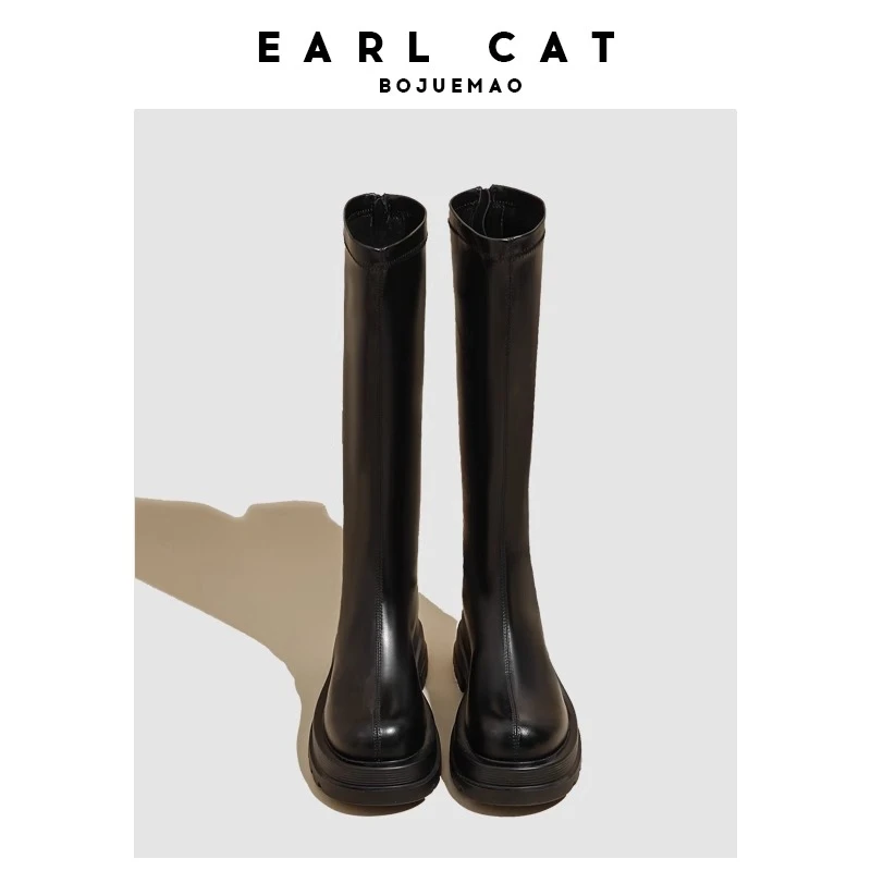 伯爵猫长靴女秋冬新款洋气长筒靴厚底增高气质穿搭骑士靴长筒靴