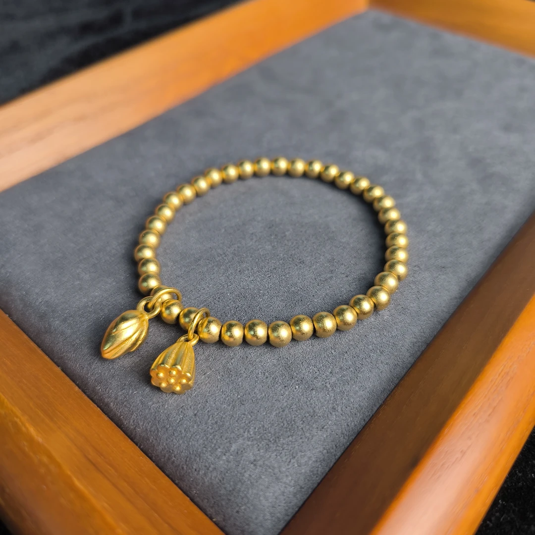 铜合金手链 【两世欢】胖虎手工饰品 荷荷美美新中式手链轻奢手串