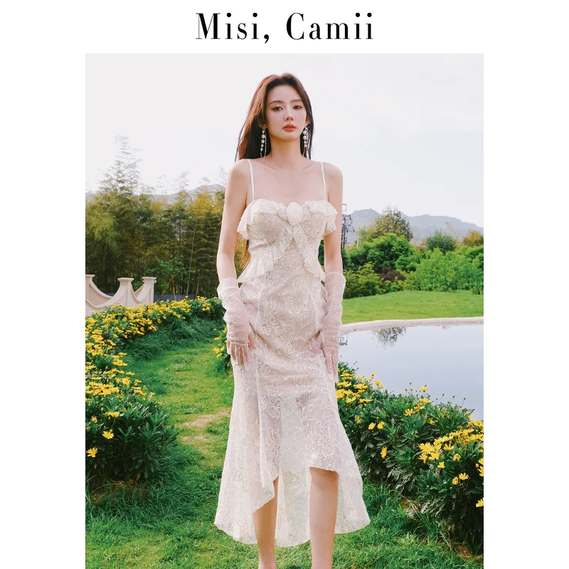 Misi,Camii复古蕾丝新娘鱼尾裙性感法式气质轻奢连衣裙女士礼服裙