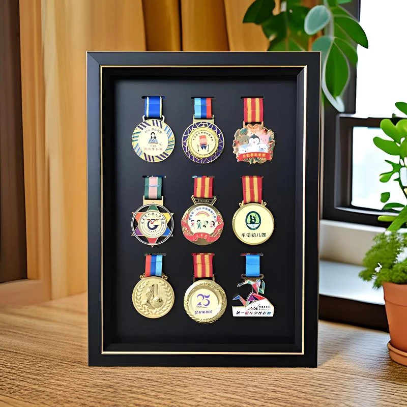 黑金奖牌收纳展示框马拉松完赛奖牌收藏相框