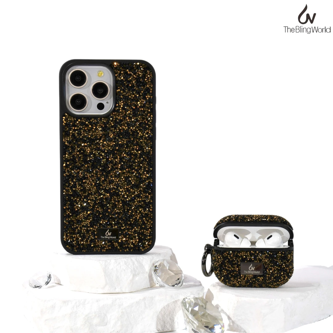 【theblingworld】高级黑金适用于iPhone16promax奢华14手机壳