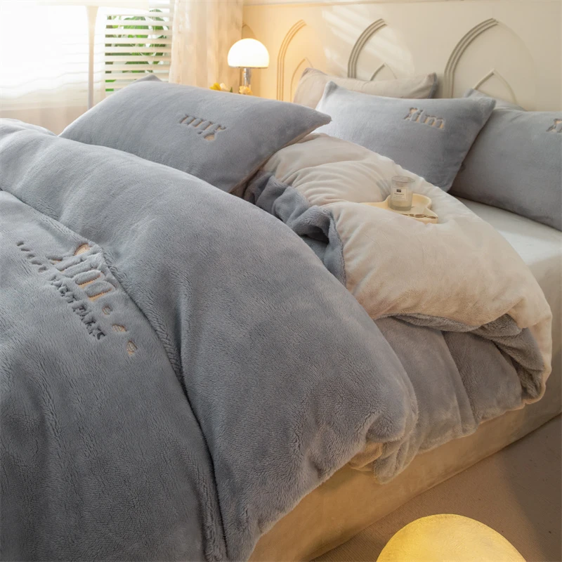 冬季牛奶绒床单被套法兰绒四件套加厚双面珊瑚绒床品床上三件套4