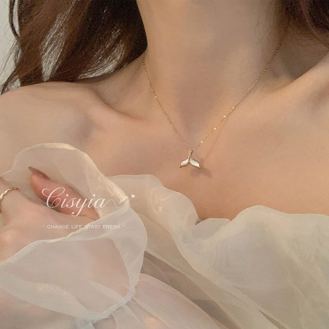 钛钢项链 奥特莱斯18K金气质颈链贝壳鱼尾首饰女轻奢高级感锁骨链