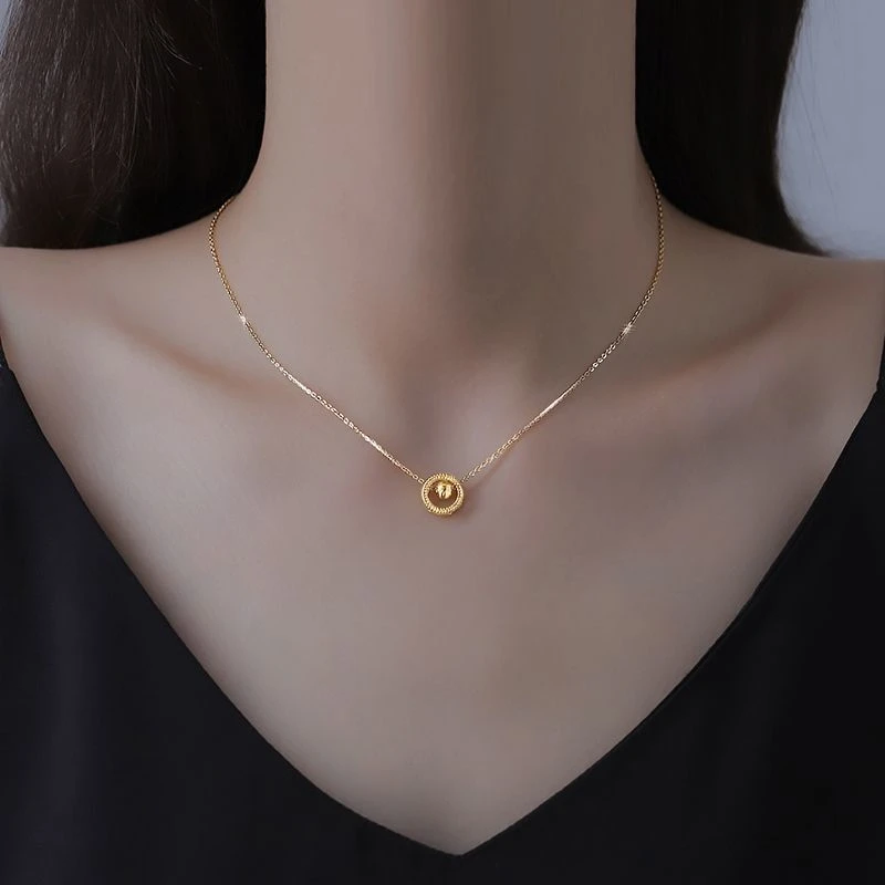 钛钢项链 奥特莱斯18K金时尚颈链转运珠首饰高级感轻奢小众锁骨链