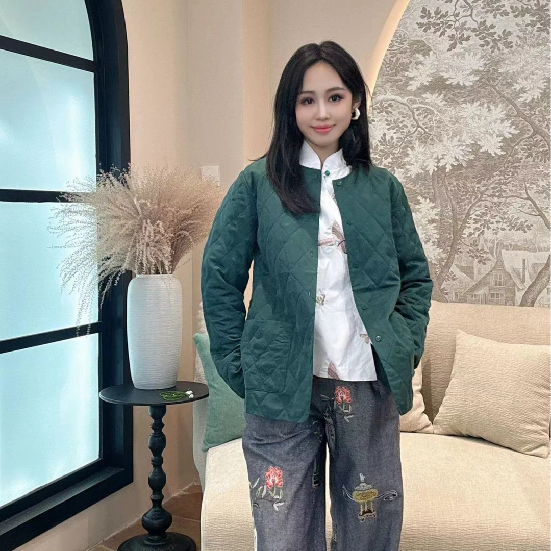 【禾禾家】秋冬款 新中式棱格薄面时尚气质大气女士外套70066