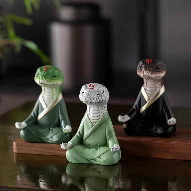 狐黄常蟒蛇年摆件柳大家办公室桌面装饰品堂口吉祥物黑白色车载