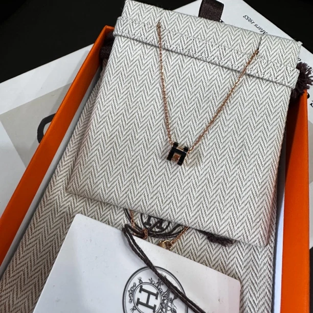 95新 Chanel/香奈儿 玫瑰金H项链