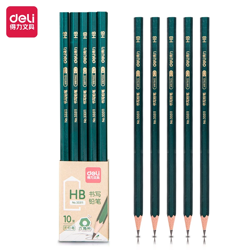得力正品hb2b铅笔小学生 无铅毒专用考试答题涂卡铅笔写字初学者
