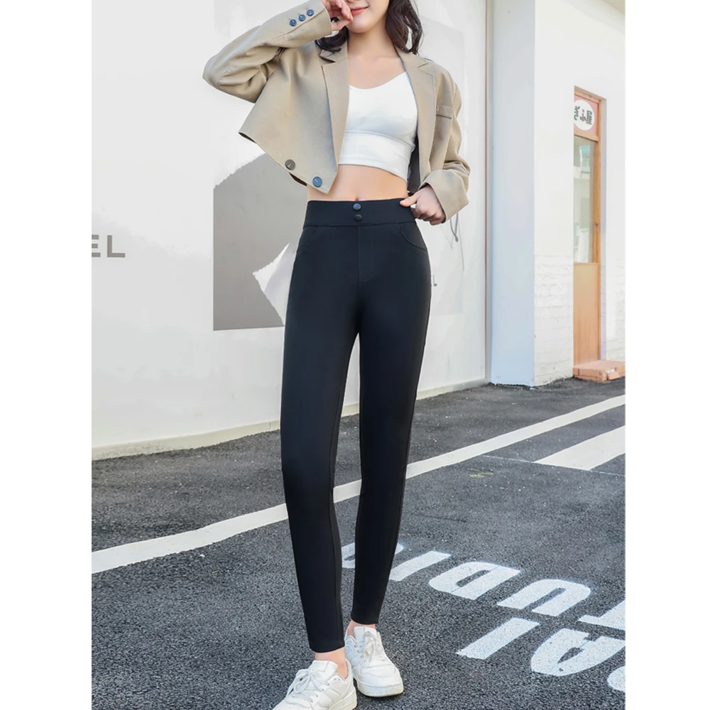 8902  石墨烯高腰百搭黑金小黑裤