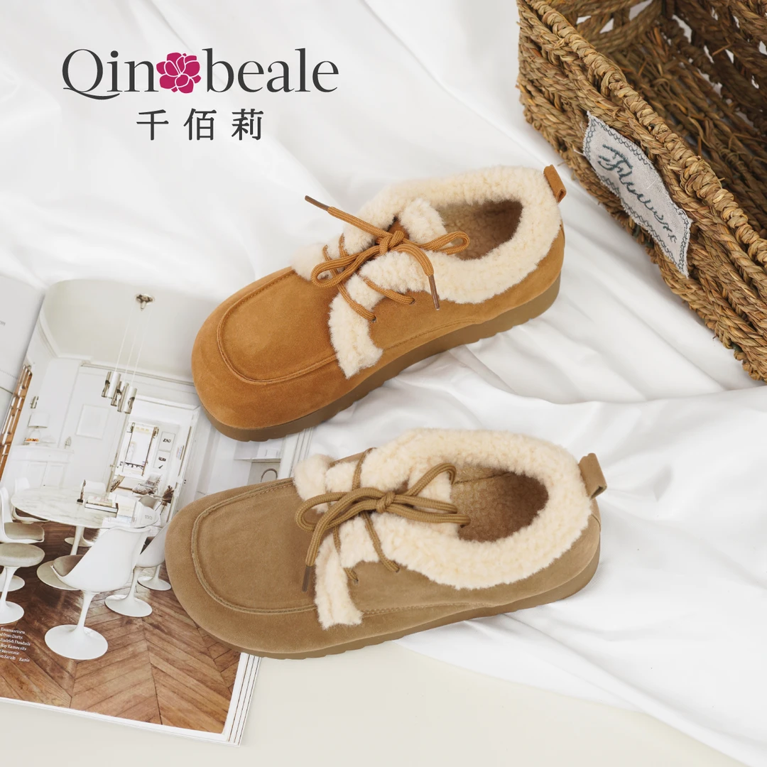 Qin&beale/千佰莉 拍大一码 平底全皮绒里 勃肯单鞋 休闲鞋0076 Z