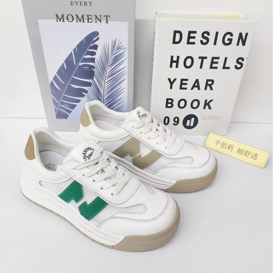 Qin&beale/千佰莉 福利 夏天 透气网眼平底小白 0570