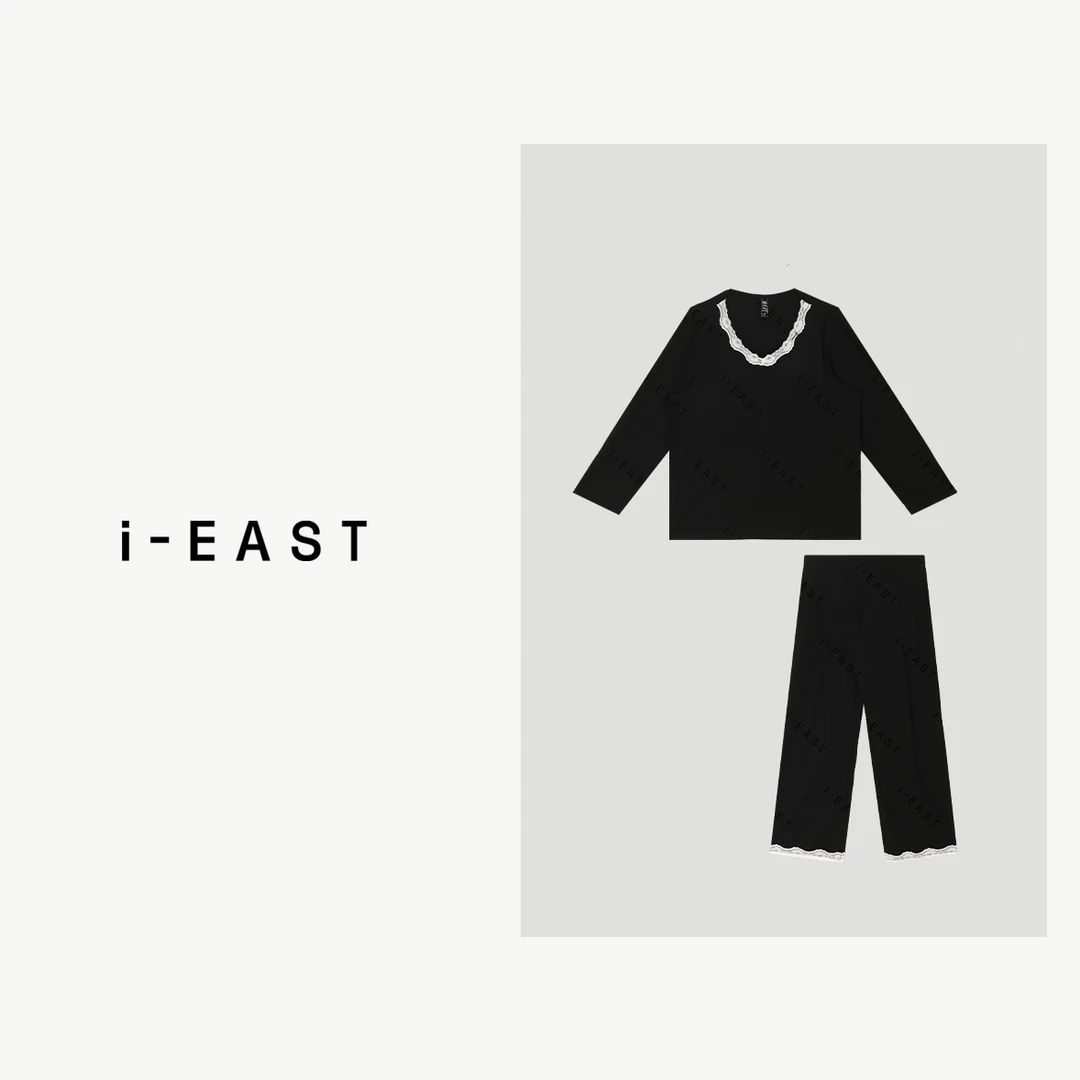 i-EAST 美梦苏醒~ 时尚气质蕾丝舒适带垫家居套装-4D TZ7818