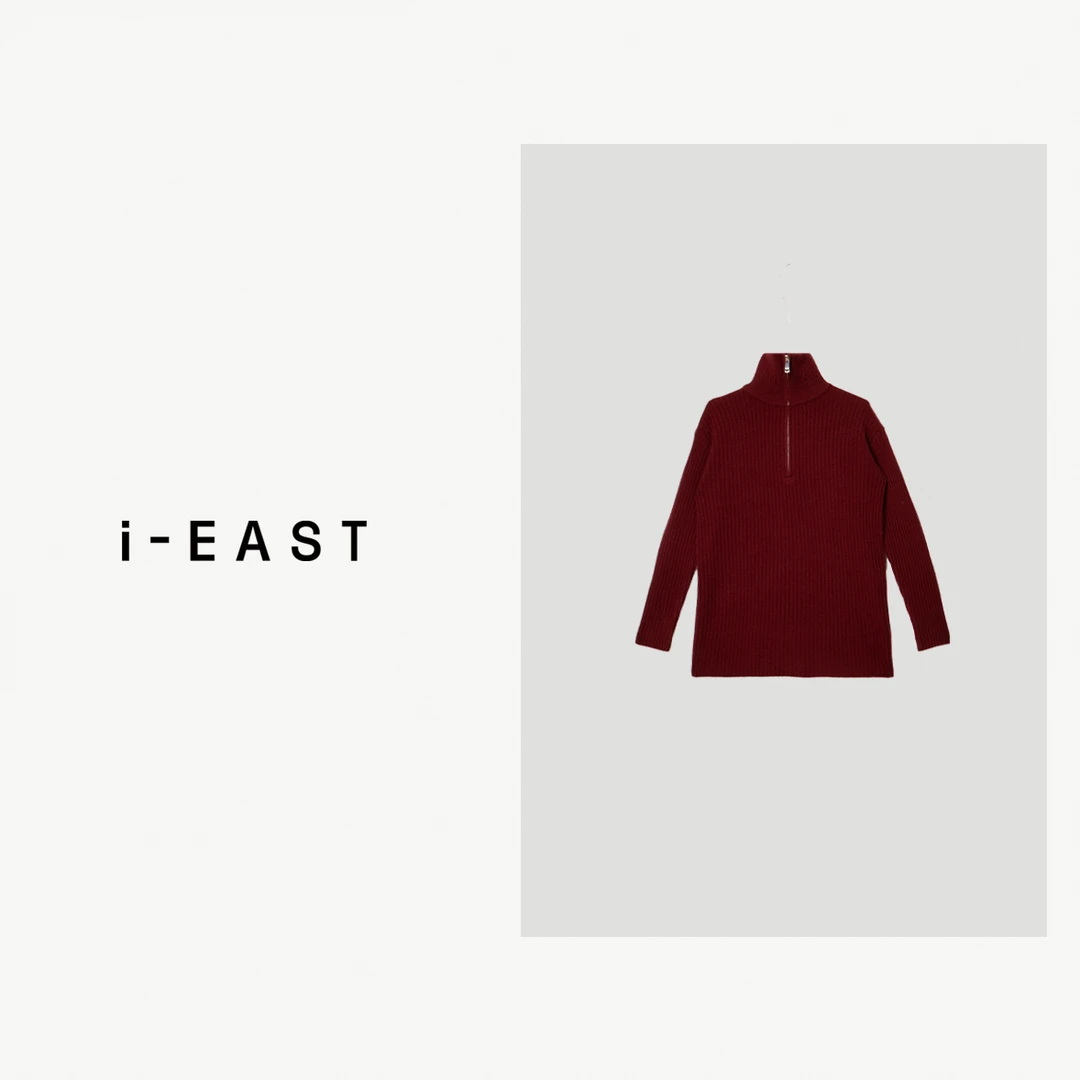 i-EAST 桃乐茜来信~简约竖条纹百搭毛衣上衣-4Q SY0652