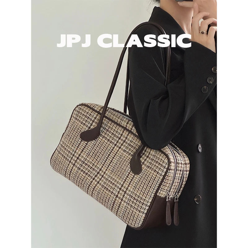 jpj2024秋波士顿包女单肩邮差包大容量腋下通勤保龄球包1732