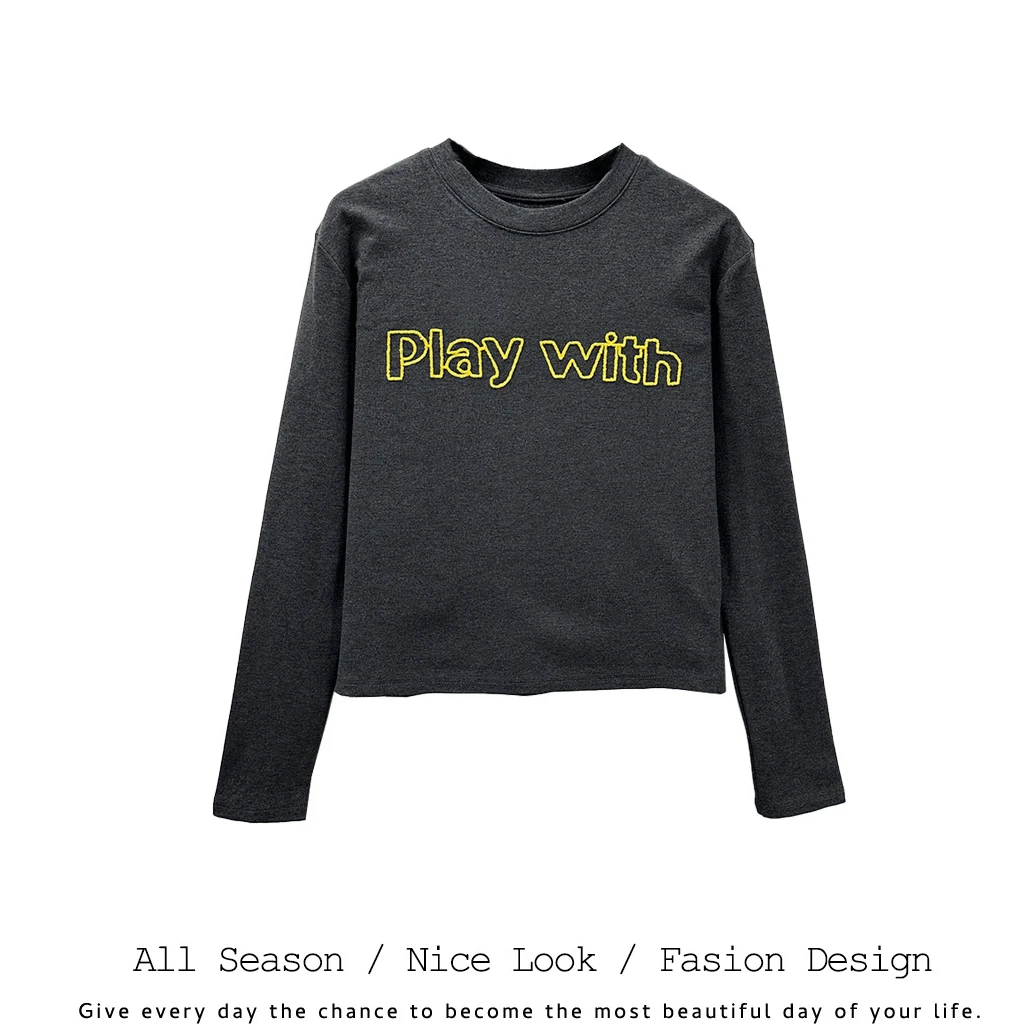 584   欧货时尚休闲印花字母百搭修身显瘦长袖     款号#5719