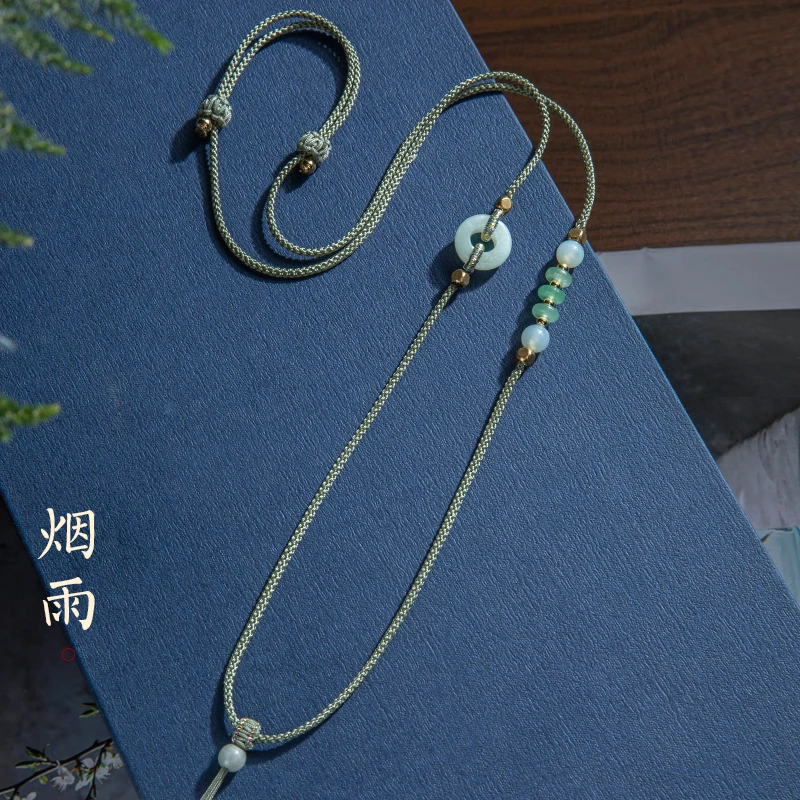 非金属布艺吊坠 高档手工编织项链绳吊坠挂脖翡小翠平安扣挂绳