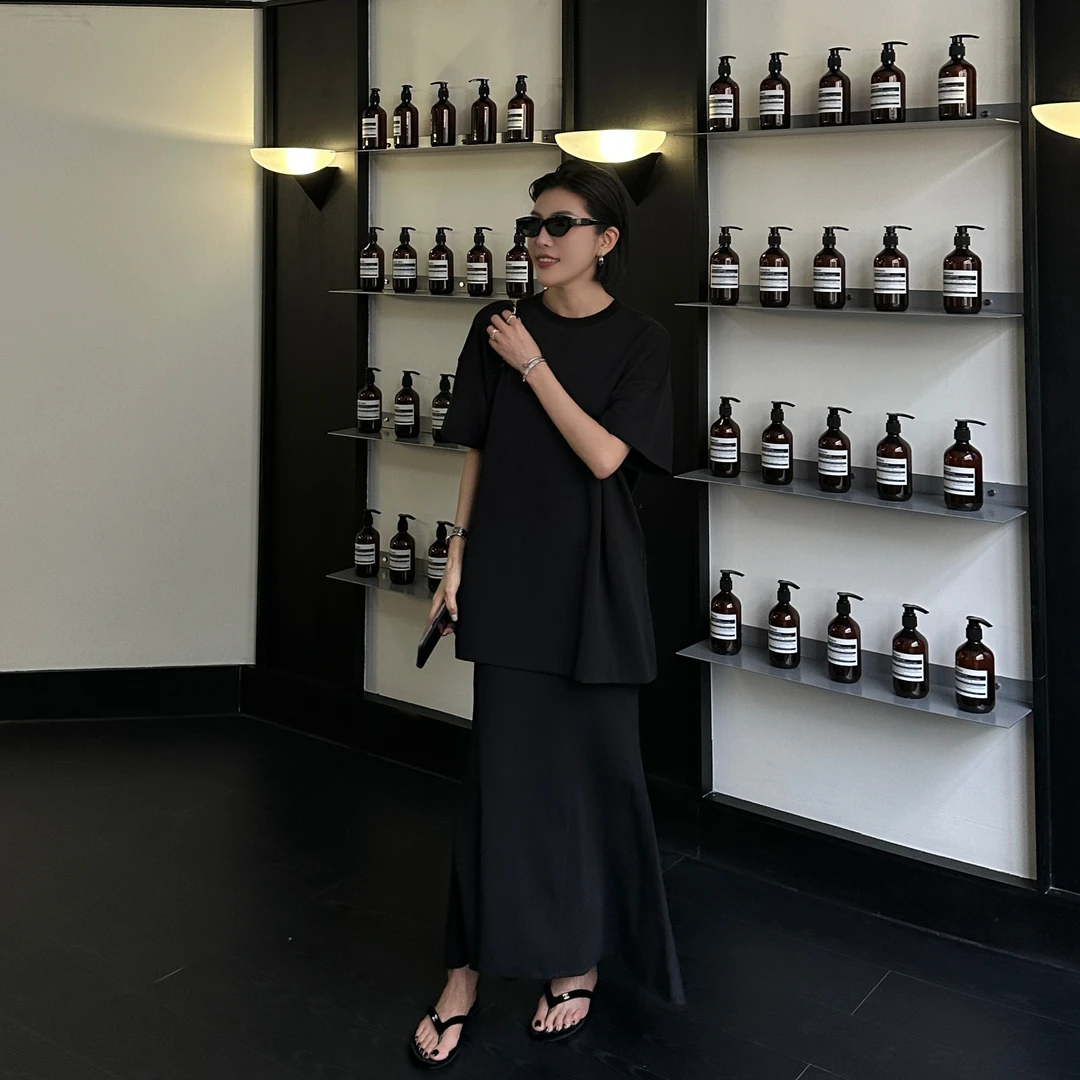 贾小姐私服-短袖显瘦气质高腰套装