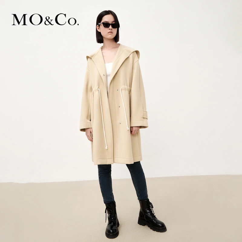 MOCO冬季绵羊毛混纺海军领双面呢外套大衣MBB4OVCT02