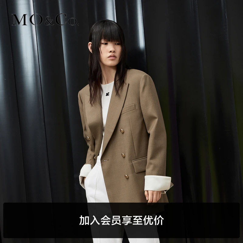 MOCO混纺戗驳领宽肩垫肩廓形西装外套MBC3BLAT03