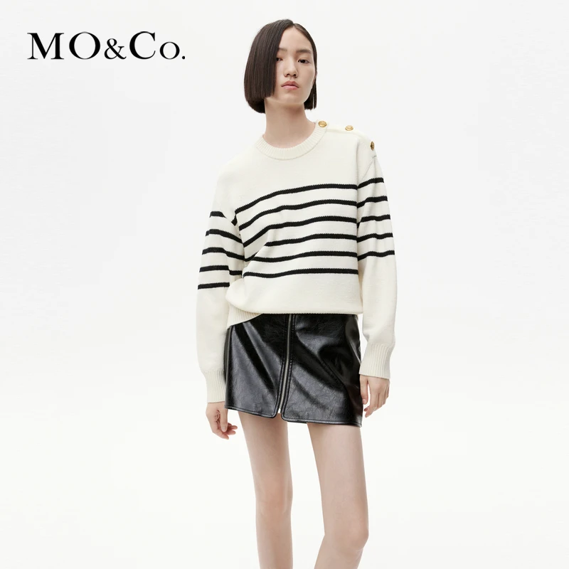 【赵老板专属】MOCO冬金扣肩袢短款毛衣MBC4SWT006