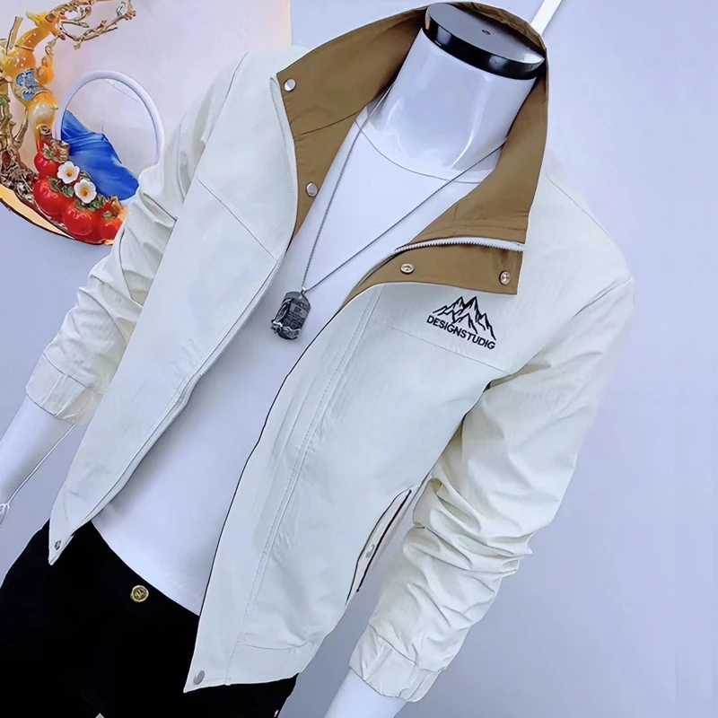 高能感男外套新款立领男百搭男外套春季修身潮流夹克外套男款百搭