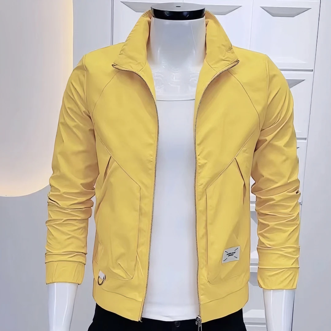 男装休闲外套新款男春秋男士立领百搭穿搭时尚潮流纯色工装夹克