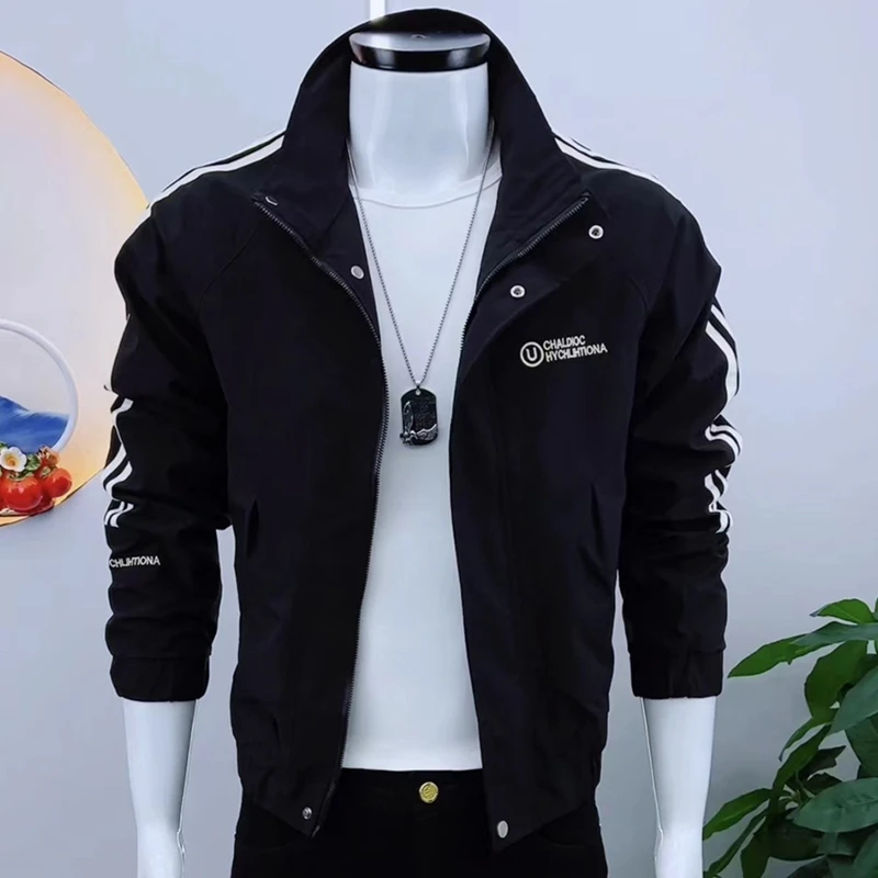 外套夹克春秋潮流男百搭痞帅休闲男潮流春秋季修身干净帅气男潮流
