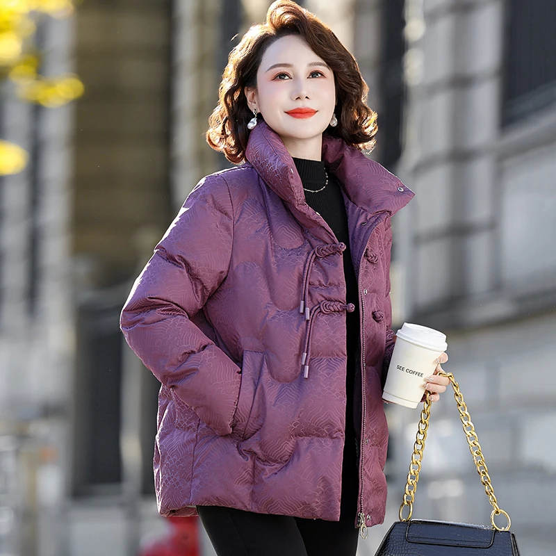 恒源祥集团彩羊中式妈妈冬装羽绒服女加大中老年人洋气保暖外套