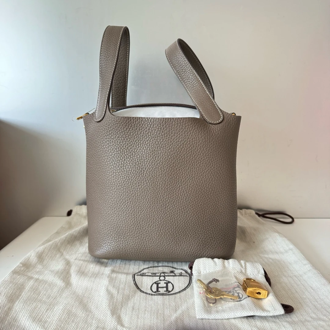 99新 Hermes/爱马仕 爱马仕菜篮子 大象灰金扣 99新   陈辰奢选