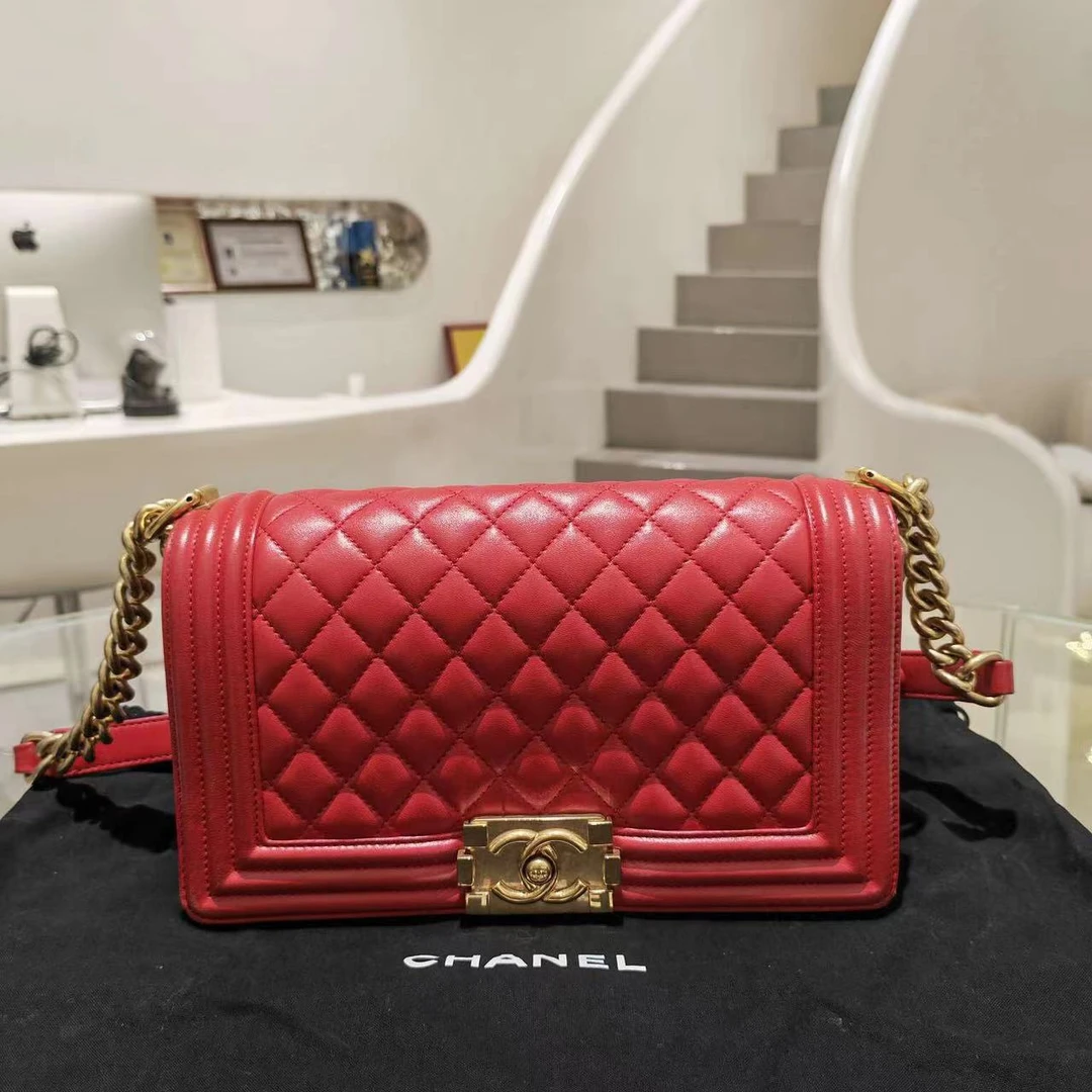 99新 Chanel/香奈儿 leboy中号 羊皮 陈辰奢选