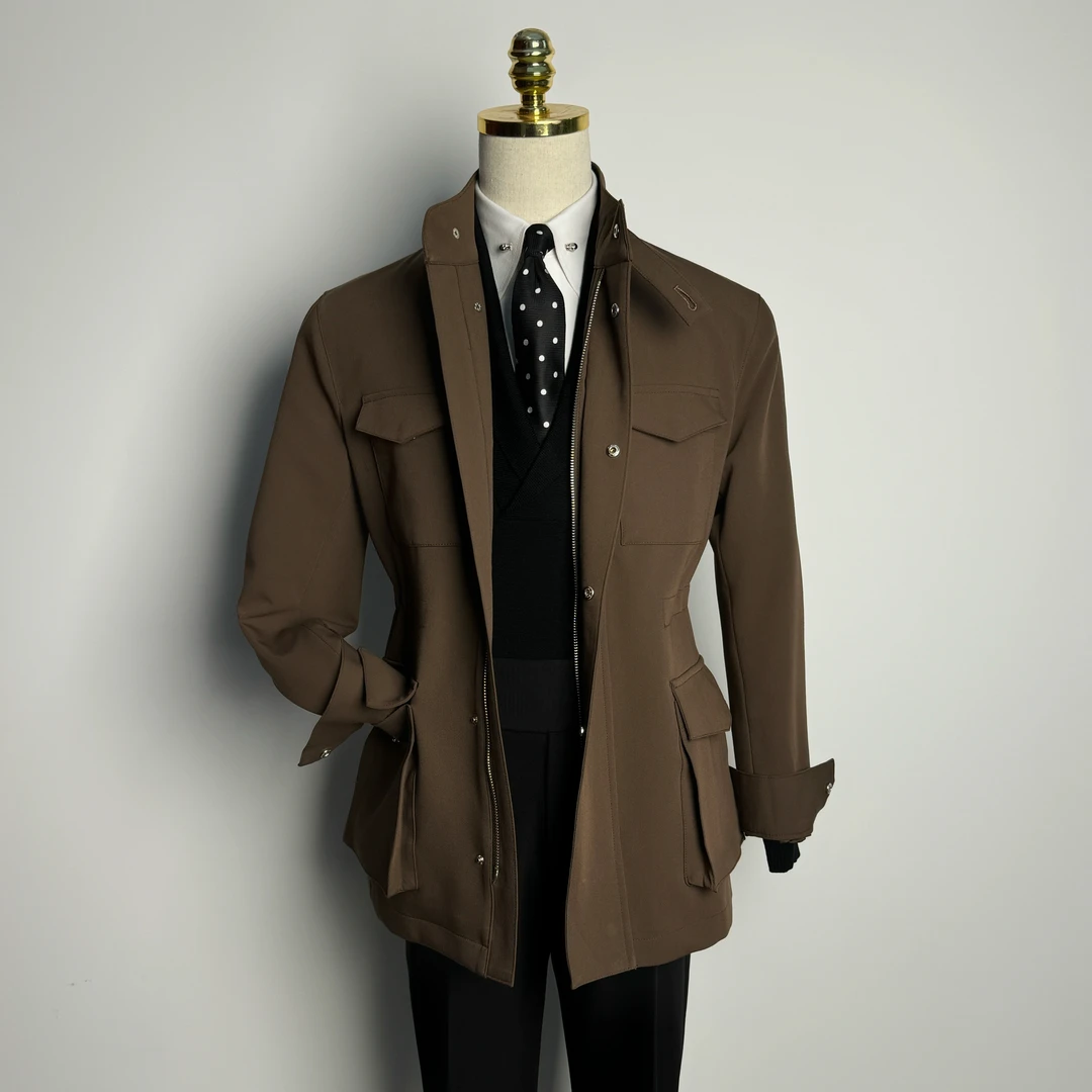 男士气质时尚休闲美式M65轻奢痞帅修身猎装-单上衣