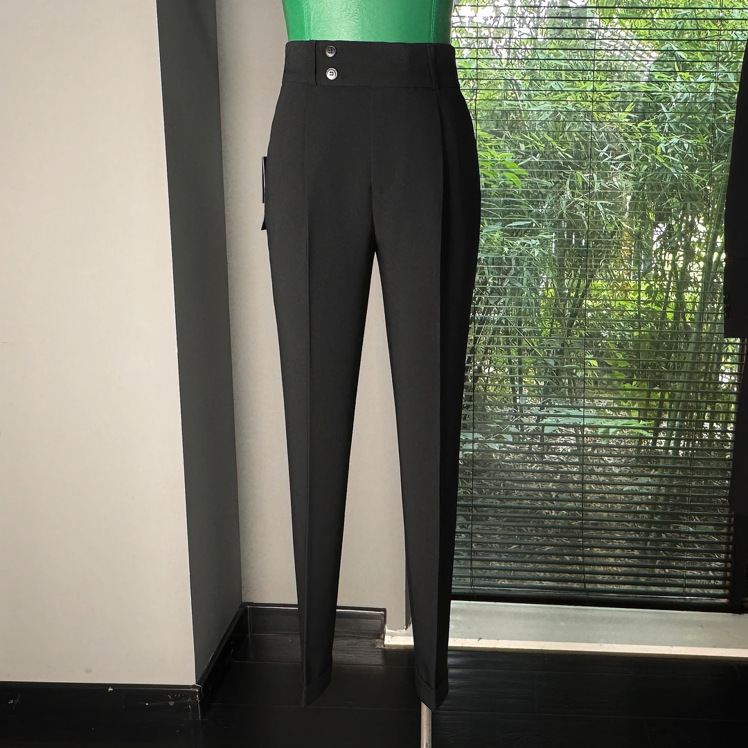 【福利】单西裤BCK-10-男士显瘦垂感纯色松紧腰高腰修身锥型西裤