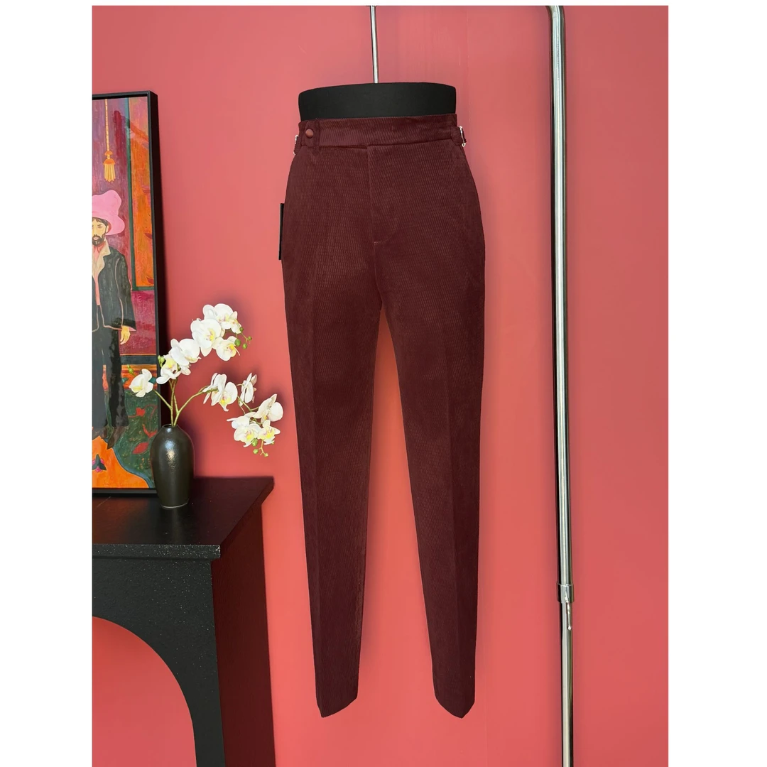 【西蒙曹】秋冬男士英式定制立体一刀切灯芯绒面料那不勒斯西裤