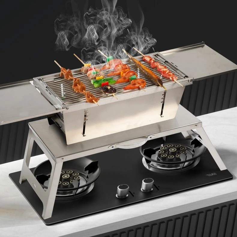 大号42不锈钢折叠烧烤炉锁扣炭烤炉加厚烧烤架家用户外露营耐用