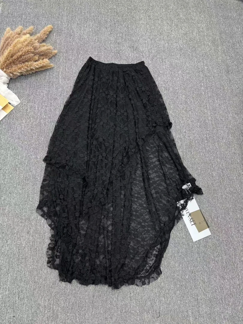 欧货女装原创不撞衫新款拼接不规则进口纱纱时尚百搭显瘦半裙