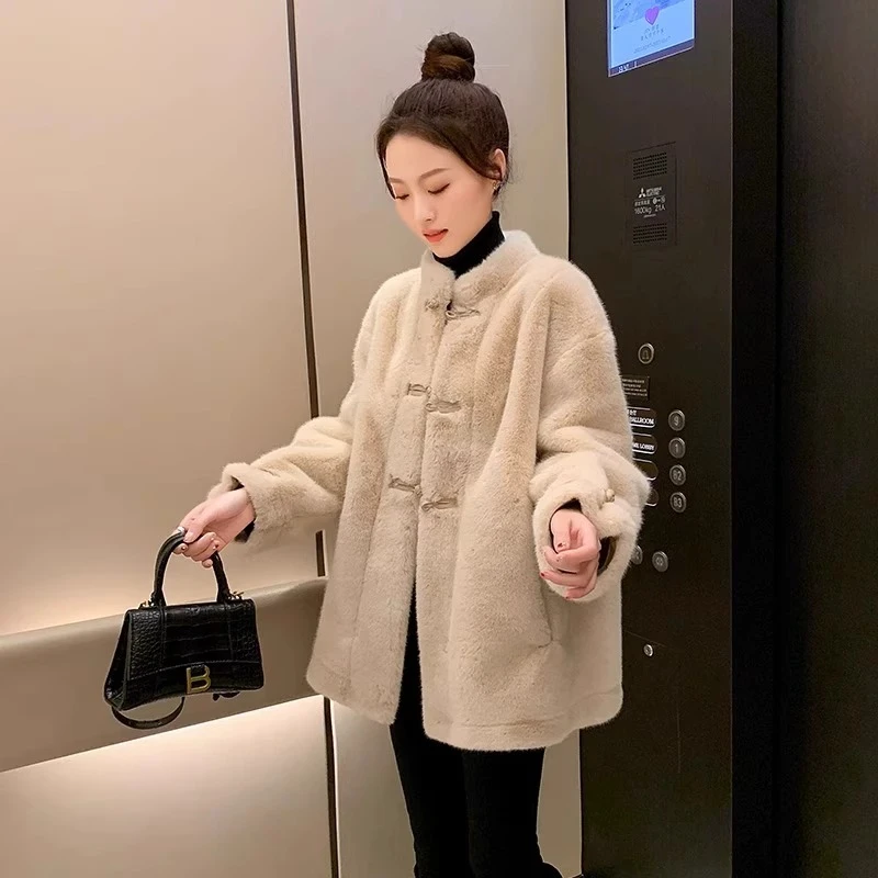 【不怕冷专属】2024新款中国风立领修身中长款毛呢大衣冬气质时尚