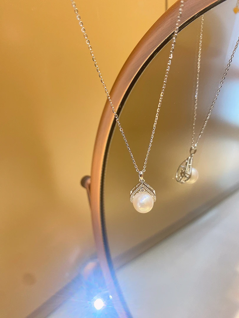链子925银贝壳 S925银链 珍珠经典高级百搭女款