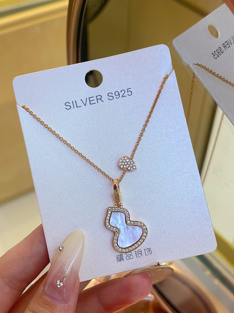 链子925银 S925银 白色葫芦中式项链