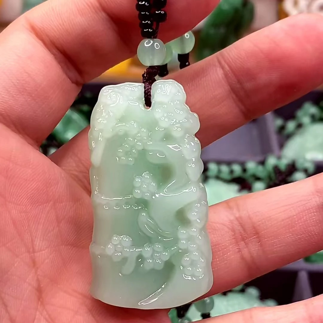 4.浅绿竹节节节高吊坠经典时尚百搭款