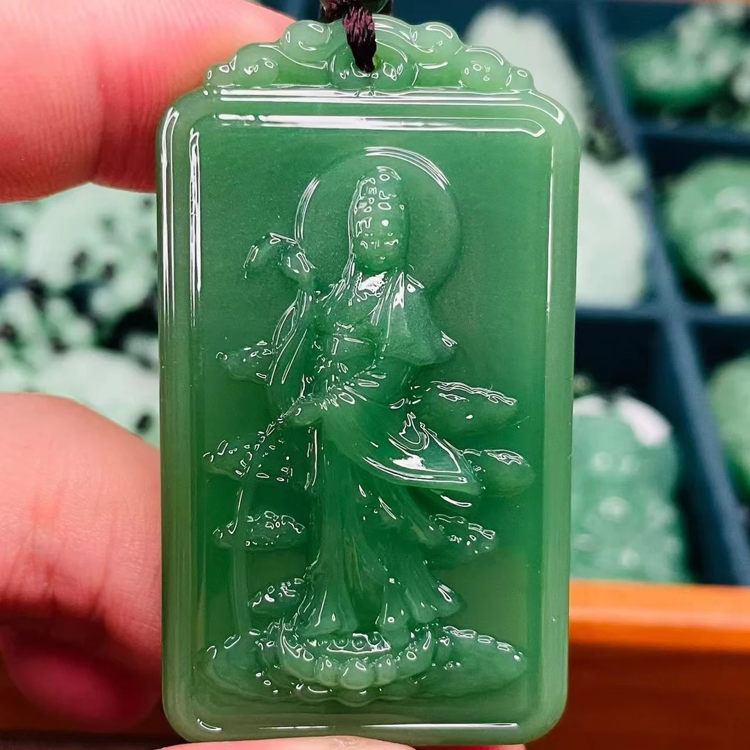 1.深绿锦鲤观音吊坠经典时尚百搭款