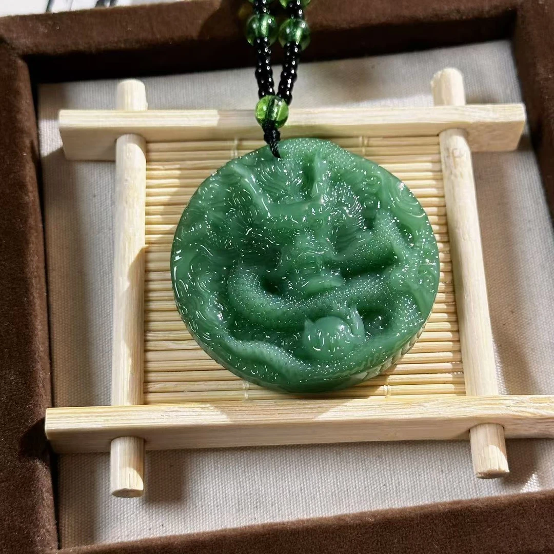 10.深绿双面龙牌圆形吊坠经典时尚百搭款