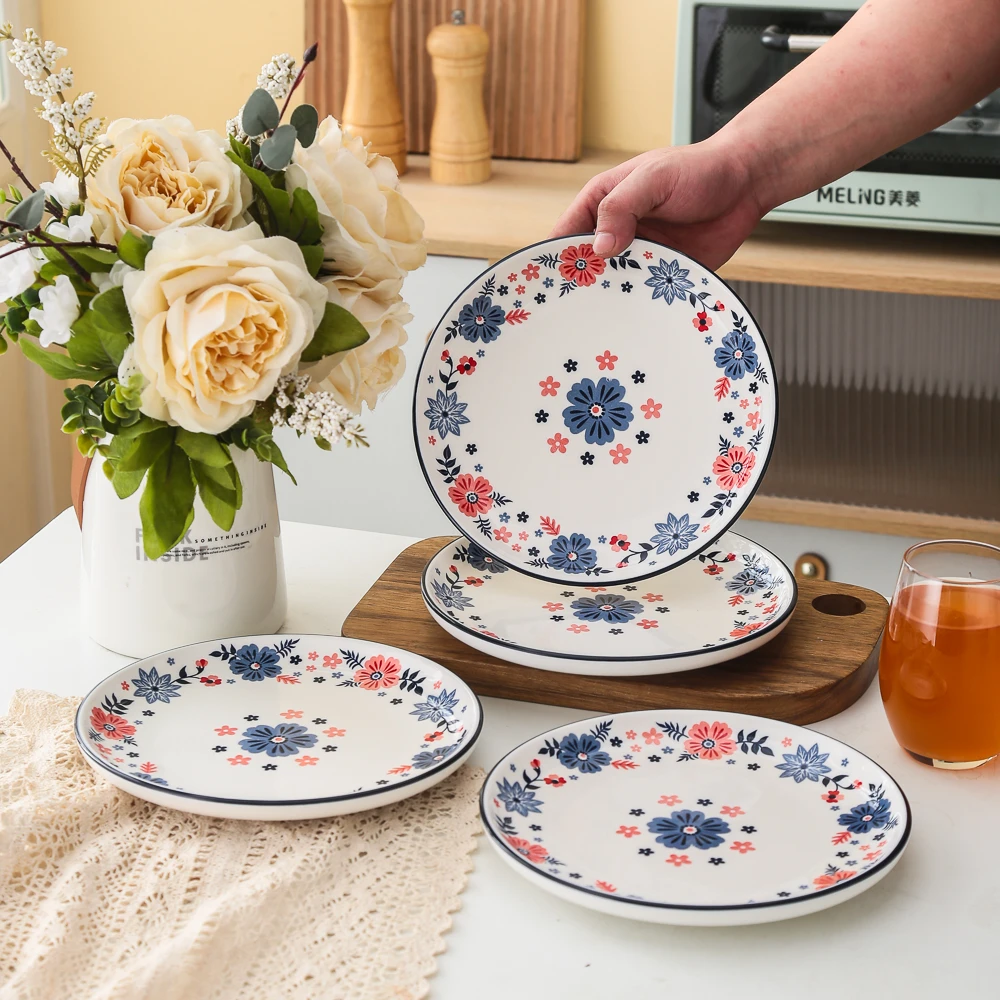 月暮系列小清新高颜值家用陶瓷餐具8英寸水果盘披萨盘牛排盘