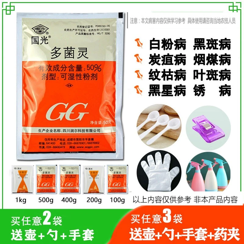 国光多菌灵植物叶斑病月季黑斑病多肉白粉病杀菌剂灭菌灵通用花药