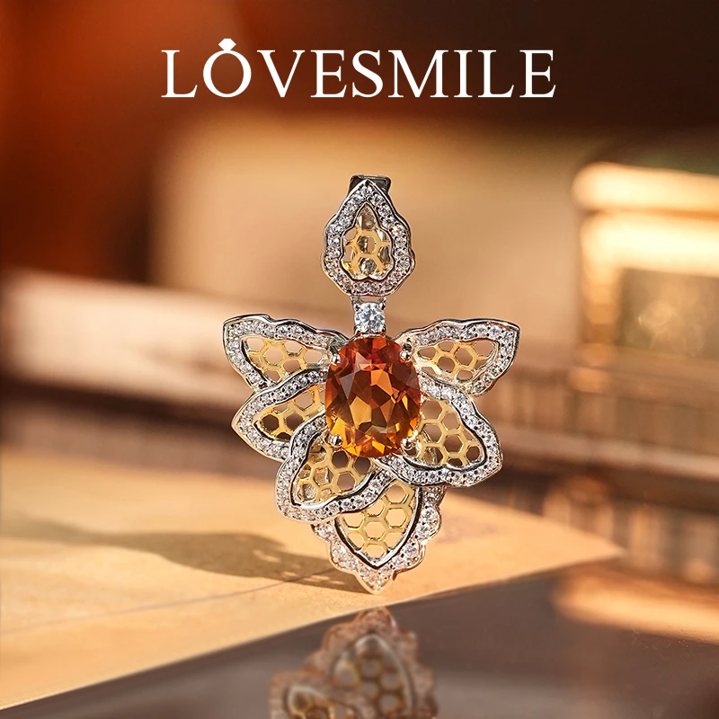 S925银黄晶吊坠轻奢气质双色工艺精致红色